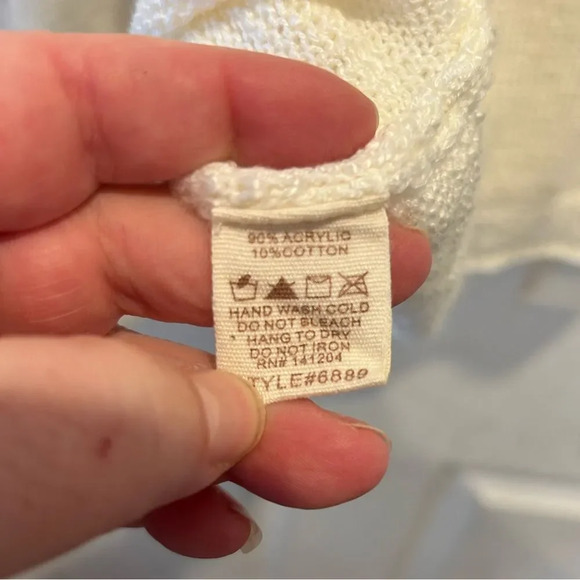 Hem & Thread White Hooded Sweater with Black Star Sleeves size Medium - Picture 4 of 6